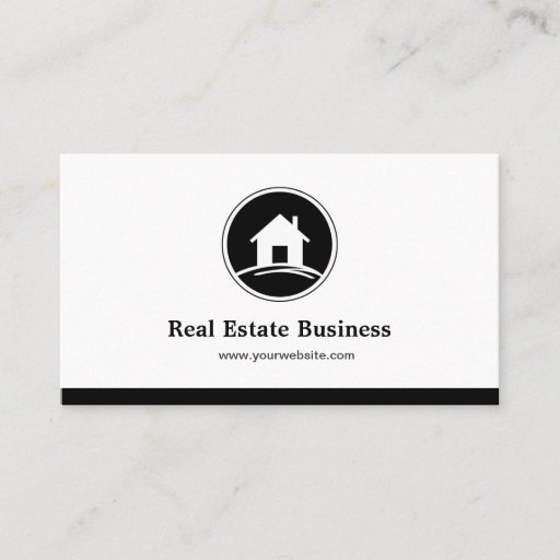 Customizable Professional Real Estate Broker Simple Black White Business Cards