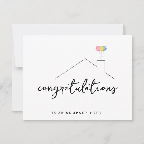 Professional Real Estate Congratulations New Home Card