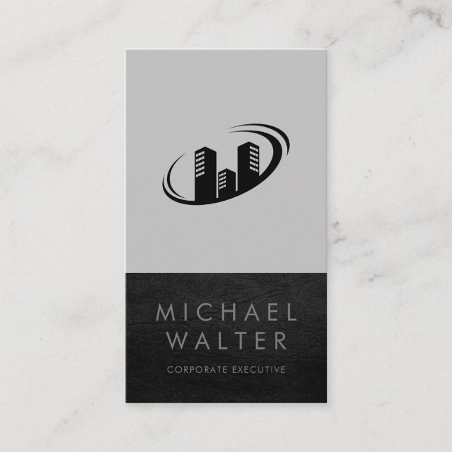 Professional | Real Estate | Leather Trim Business Card (Front)
