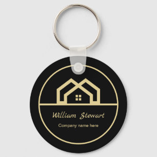 Professional Real Estate Modern Black Custom House Keychain
