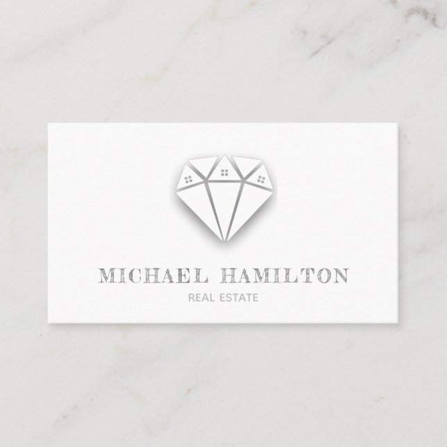 Professional real estate modern diamond house logo business card (Front)
