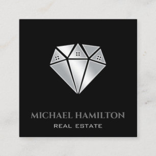 Professional real estate modern diamond house logo square business card