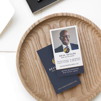 Professional Real Estate | Photo Layout Vertical Business Card by moodthology at Zazzle
