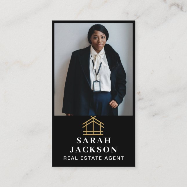 Professional Real Estate | Photo Layout Vertical  Business Card (Front)