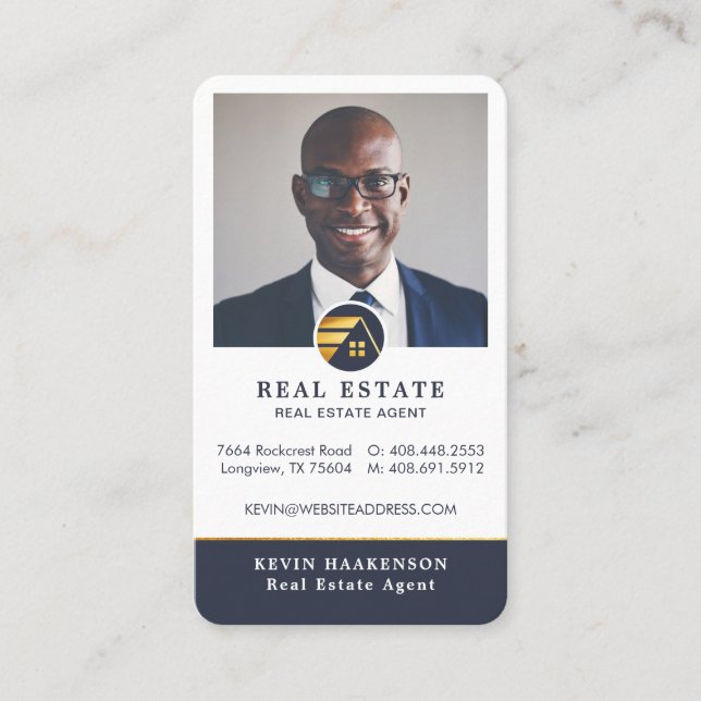 Professional Real Estate | Photo Layout Vertical Business Card (Front)