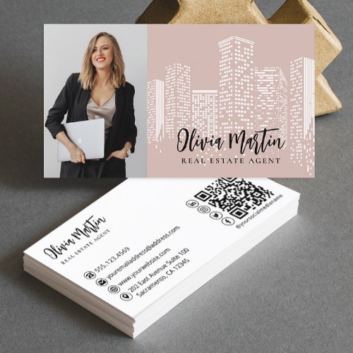 Professional Real Estate | Photo QR Code   Business Card