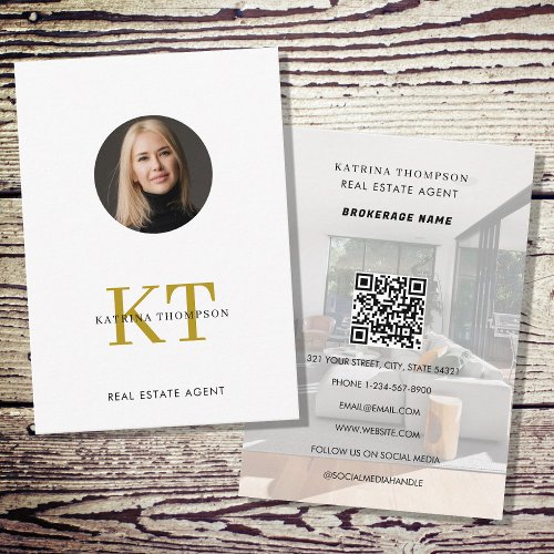 Professional Real Estate Photo Realtor White Gold Business Card