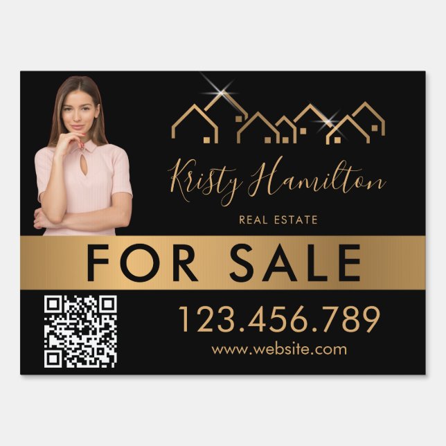 professional real estate QR code photo for sale  Sign (Front)