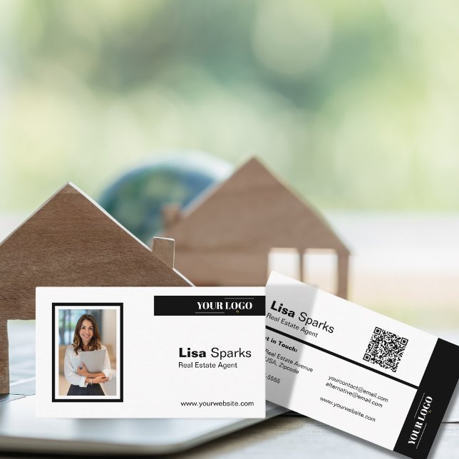 Professional Real Estate QR Logo Photo Business Card (Creator Uploaded)