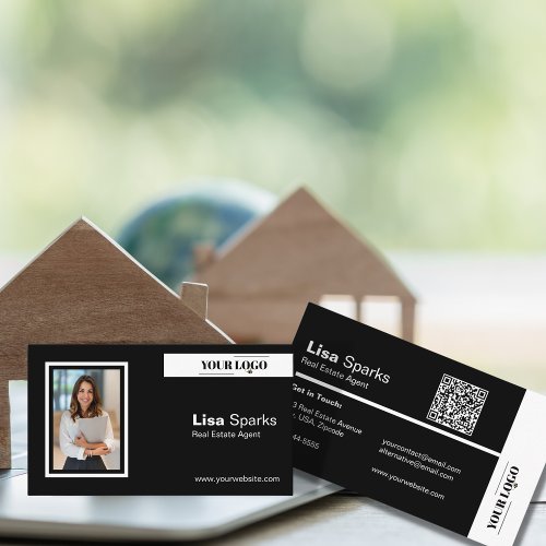 Professional Real Estate QR Logo Photo Business Card