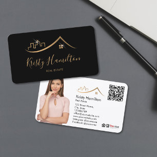 professional real estate realtor add photo QR code Business Card