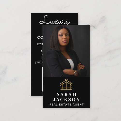 Professional Real Estate Realtor Add Photo QR Code Business Card