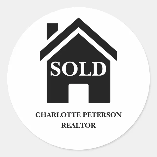 Property Sold Sticker Professional Real Estate Sold Classic Round Sticker | Zazzle