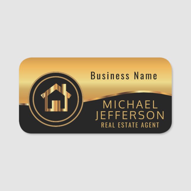 Professional Realtor  - Black and Gold Name Tag (Front)