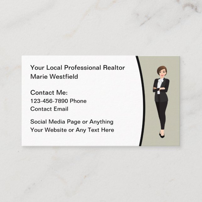 Professional Realtor Business Contact Cards (Front)