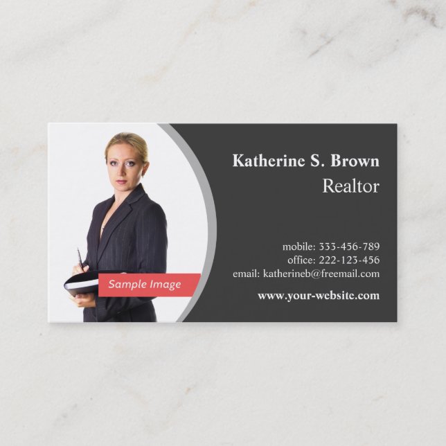 Professional Realtor Left Photo Business Cards (Front)