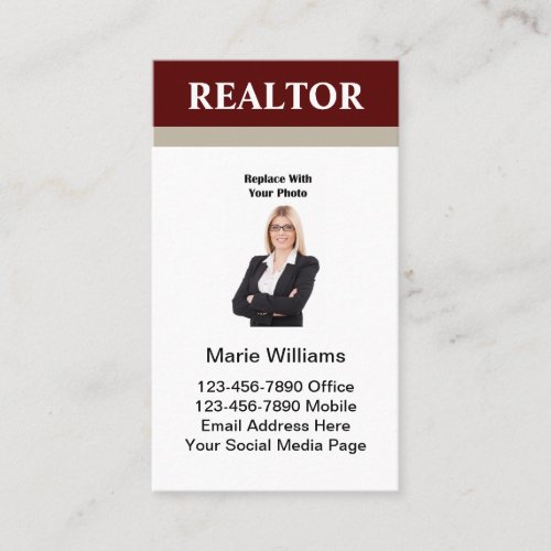 Professional Realtor Photo Business Cards