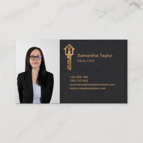 Professional Realtor Real Estate Add Photo Key Bus Business Card