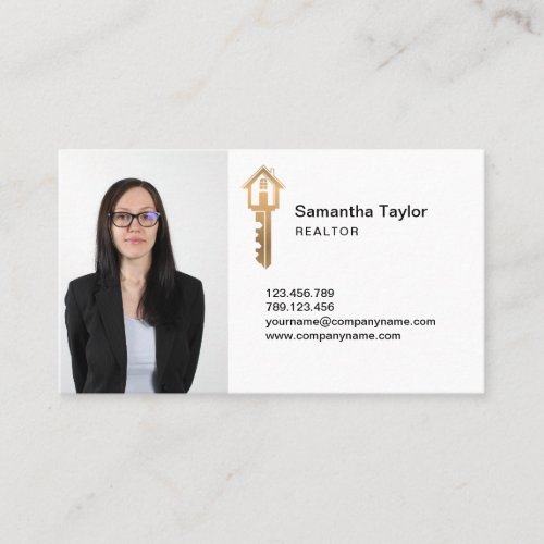 Professional Realtor Real Estate Add Photo Key Bus Business Card