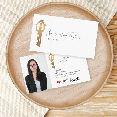 Professional Realtor Real Estate Add Photo Key Bus Business Card