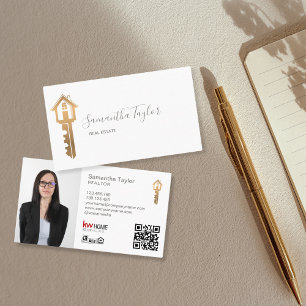 Professional Realtor Real Estate Add Photo QR Code Business Card