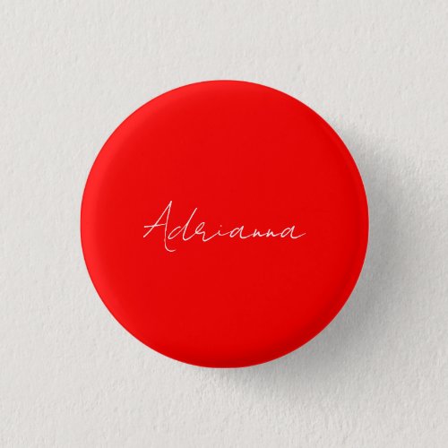 Professional red add your name handwriting retro button