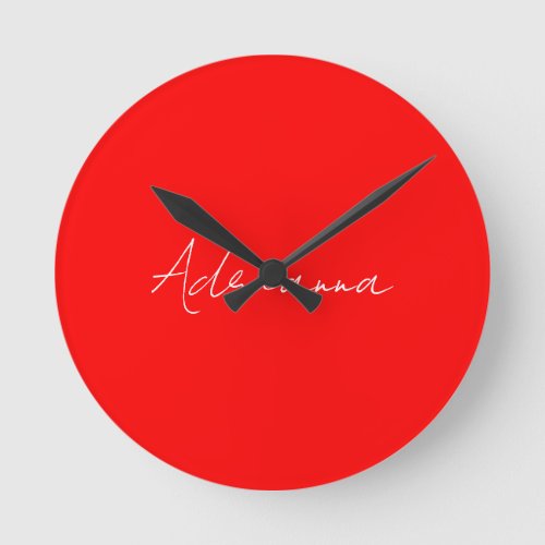 Professional red add your name handwriting retro round clock