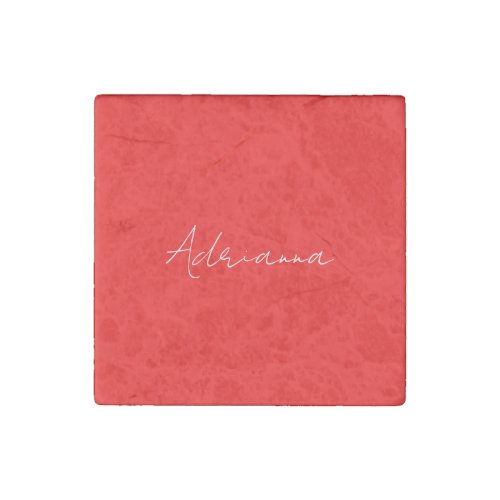 Professional red add your name handwriting retro stone magnet