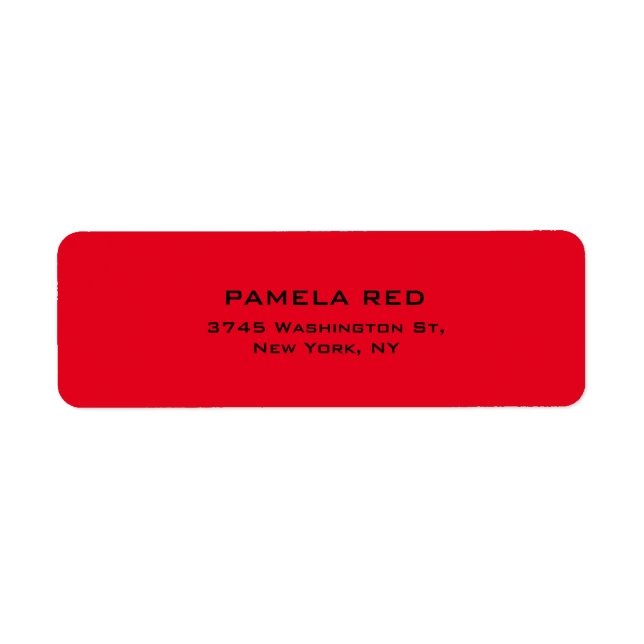 Professional Red Background Simple Plain Elegant Label (Front)