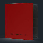 Professional Red & Black Custom Name 3 Ring Binder<br><div class="desc">Modern professional binder features a minimal design in a red and black color palette. Custom name presented in the lower third in stylish simple font and custom name, company or subject on the spine. Shown with a custom name on the front in simple typography, this personalized business binder is designed...</div>