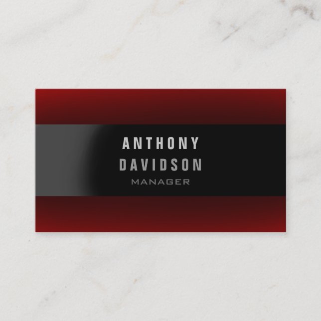 Professional Red Black Gray Manager Business Card (Front)