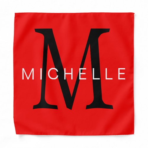 Professional Red Black Monogram Your Name Bandana