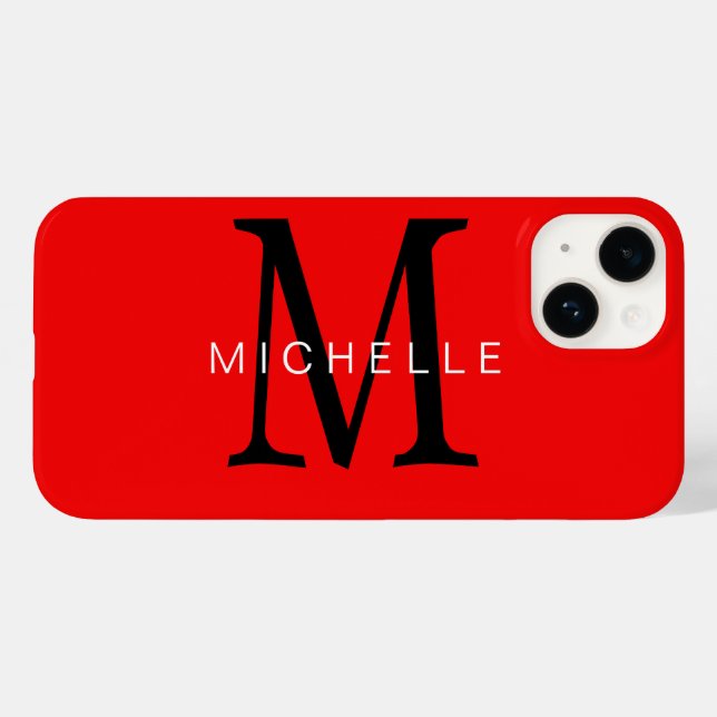 Professional Red Black Monogram Your Name Case-Mate iPhone Case (Back (Horizontal))