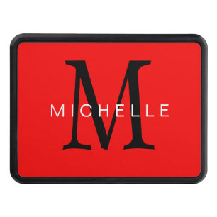 Professional Red Black Monogram Your Name Hitch Cover