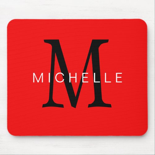 Professional Red Black Monogram Your Name Mouse Pad