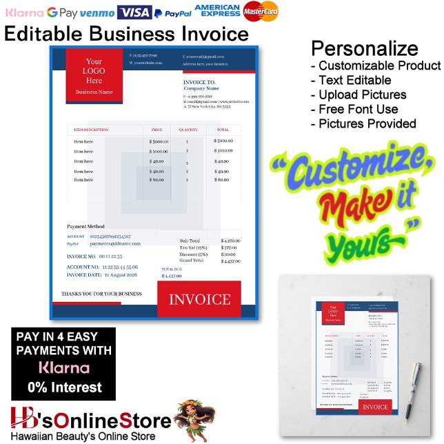 Professional Red Blue White Business Invoice (Professional Red Blue White Business Invoice.)