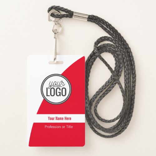 Professional Red Curved Color Block Custom Name Badge
