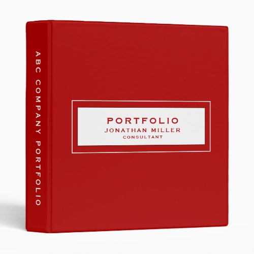 Professional Red Custom Name Portfolio 3 Ring Binder