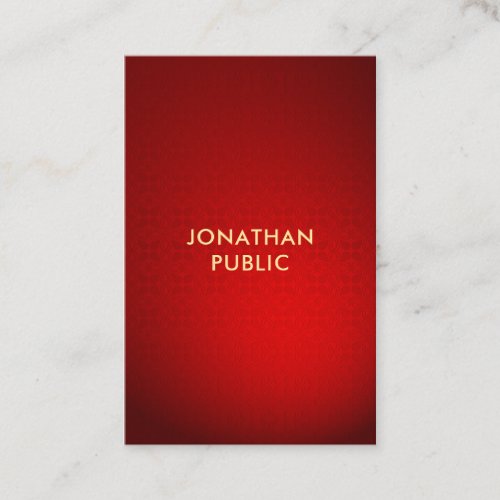 Professional Red Damask Gold Text Template Modern Business Card