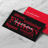 Professional Red Fitness Words Personal Trainer Business Card