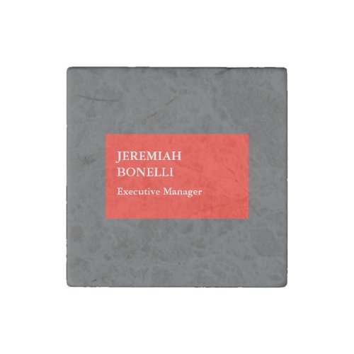 Professional red gray minimalist modern your name stone magnet
