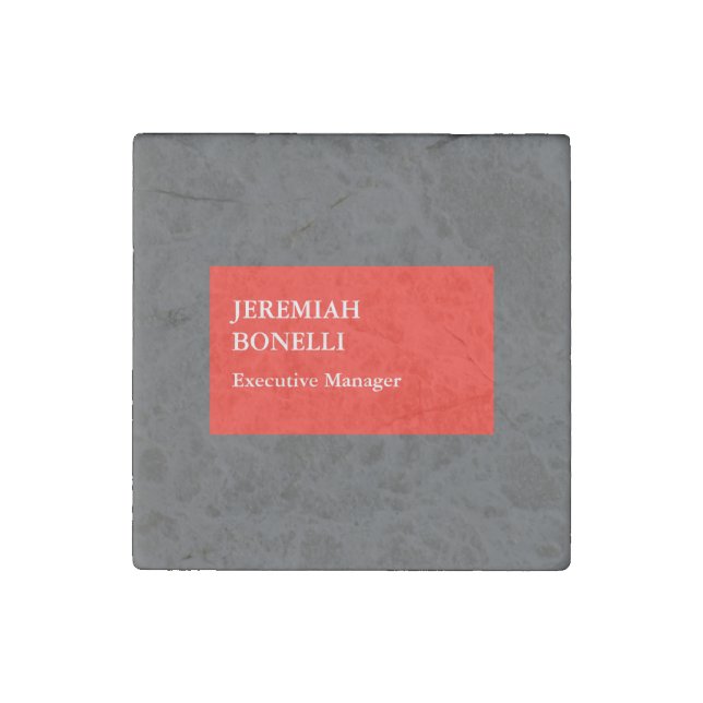 Professional red gray minimalist modern your name stone magnet (Front)