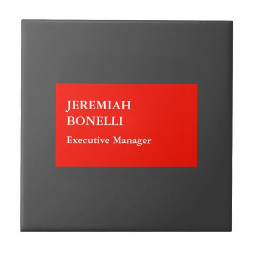 Professional red grey minimalist modern your name ceramic tile