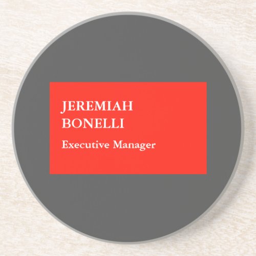 Professional red grey minimalist modern your name coaster