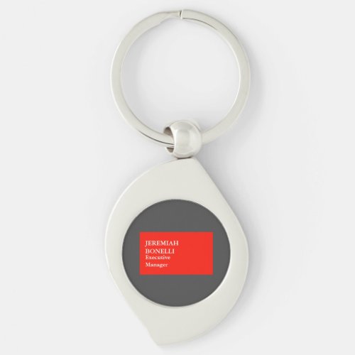 Professional red grey minimalist modern your name keychain