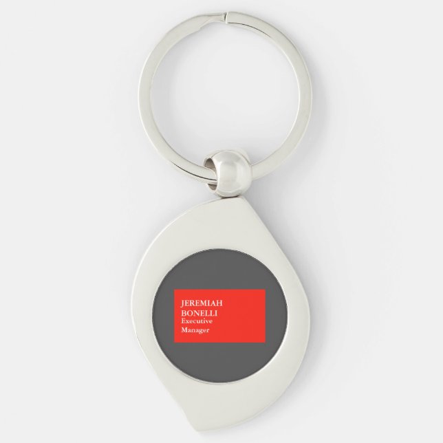 Professional red grey minimalist modern your name keychain (Front)