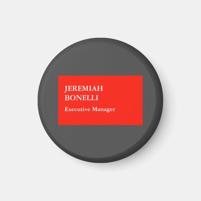 Professional red grey minimalist modern your name magnet (Front)