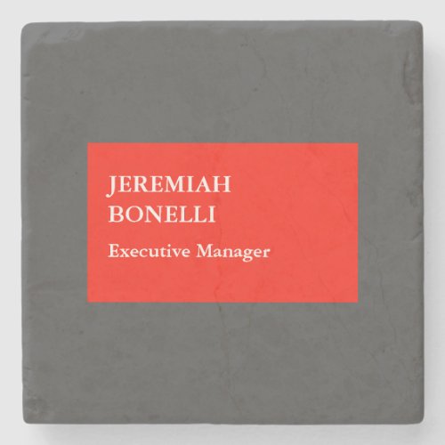 Professional red grey minimalist modern your name stone coaster