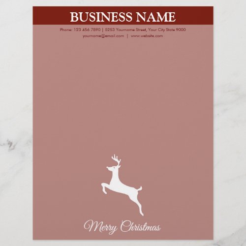 Professional Red  Merry Christmas Reindeer Letterhead