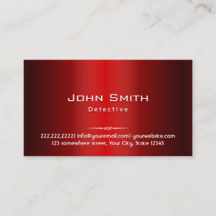 Professional Red Metal Detective Business Card